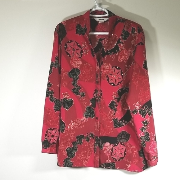 Alia Women's Blouse Size 14 Beaded and Sequin Long Sleeve Abstract Floral - Picture 5 of 9